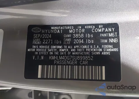 2025 Hyundai Elantra Sel Sport from USA, damaged, VIN KMHLM4DG7SU899852